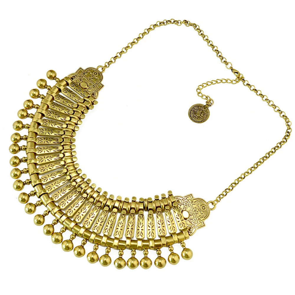 Traditionelle indische afghanische pakistanische ethnische Münzen Quaste Halsband Halskette Vintage goldene Legierung Münzen Kragen Damen Halsschmuck – Detail 4