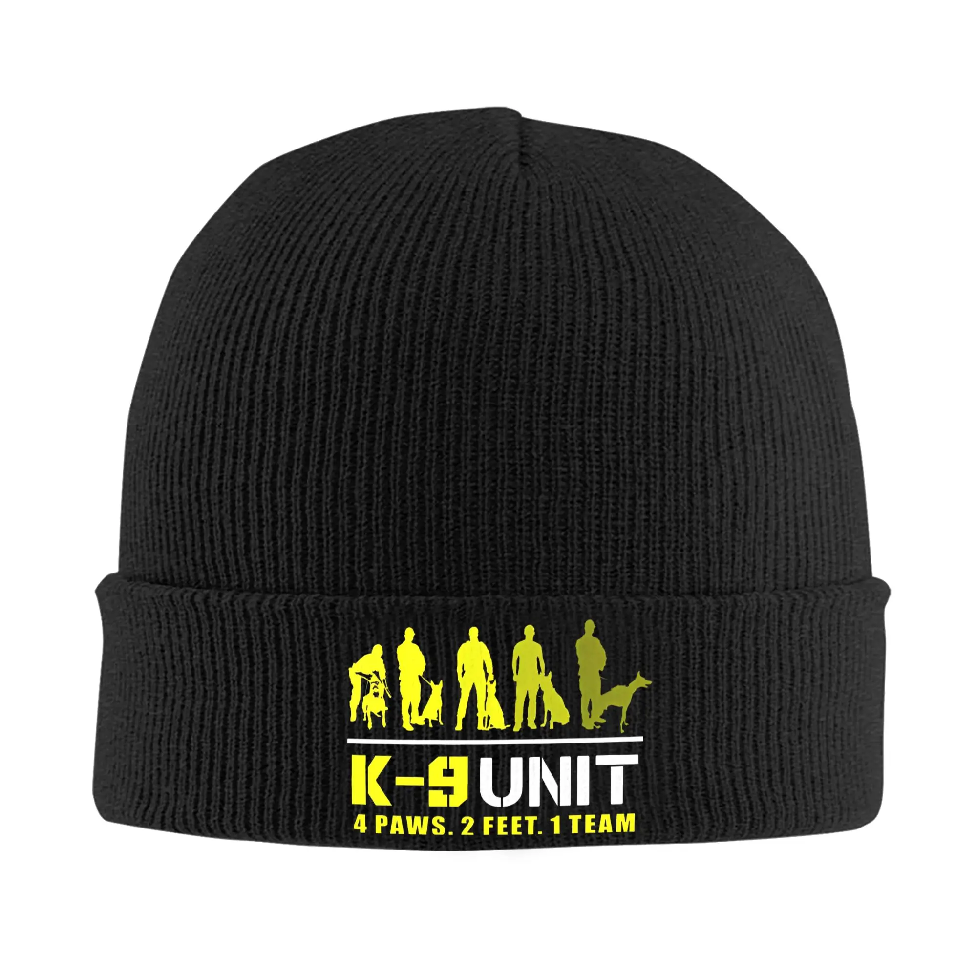 K9-Unit-Malinois-Team Handler Knitted Caps Beanies Autumn Winter Hip Hop Hats Acrylic Tactical Police Dog Squad Warm Melon Cap