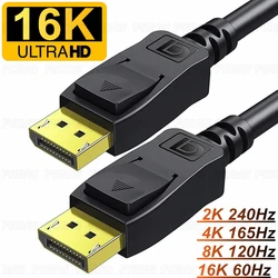 Cable Displayport de 16K, 8K, DP, 4K, 144Hz, puerto de pantalla a Cable DP1.4, 8K, 60Hz, 4K, 144Hz, 2K, 165Hz, para Monitor, proyector, portátil