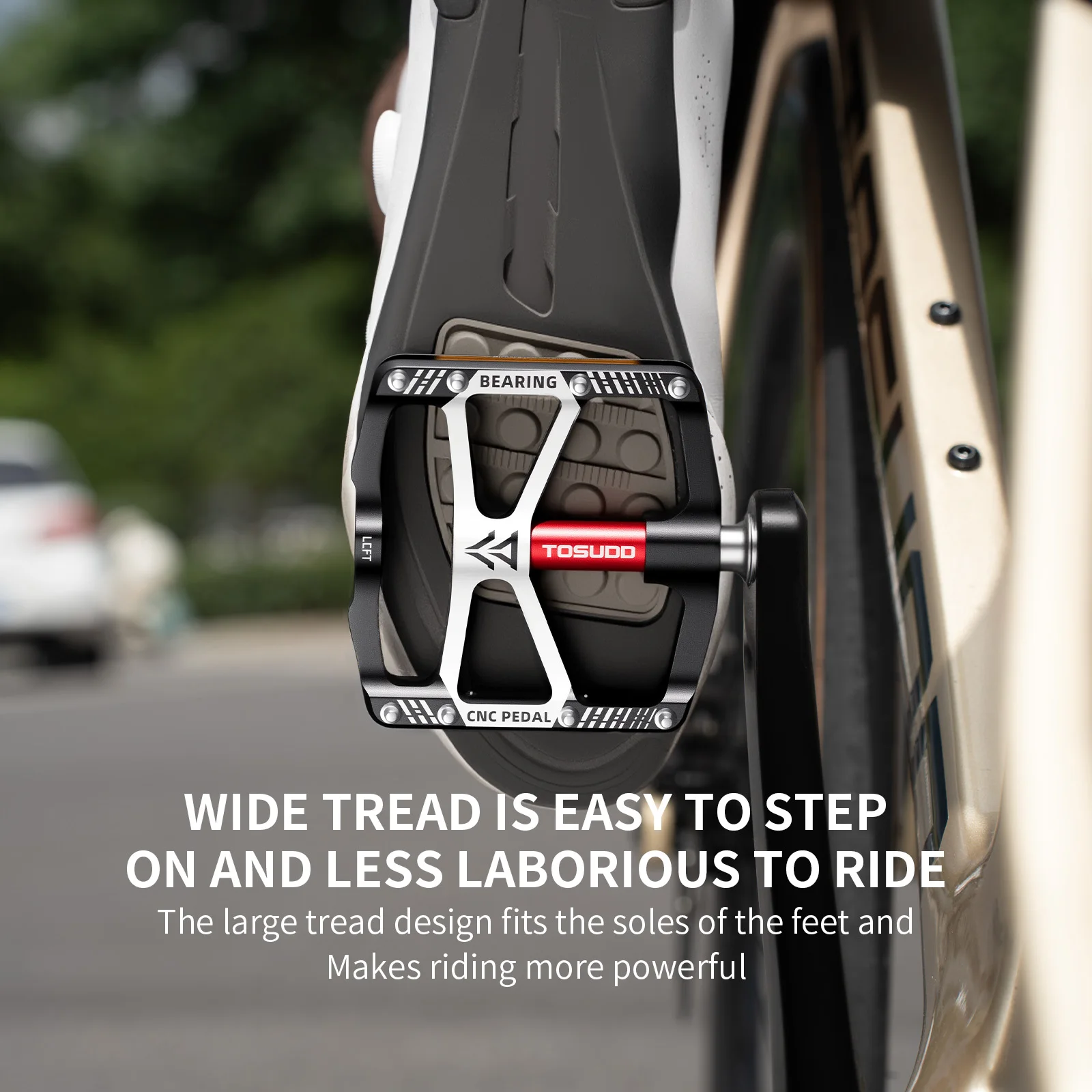 Pedales de rodamiento de bicicleta TOSUOD, pedales de bicicleta reflectantes ligeros e impermeables con herramientas de instalación, pedales de aleación de aluminio