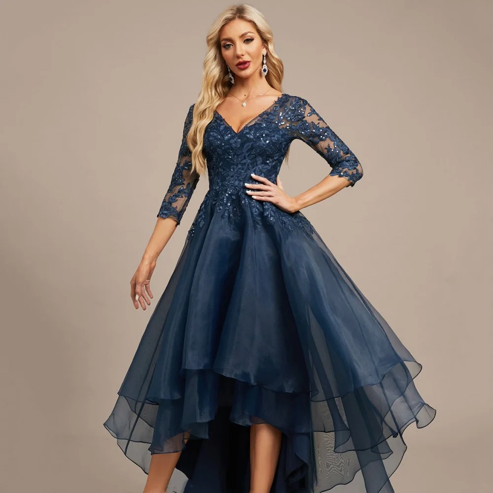 Camellia Elegant Female Dress V Neck Chiffon Lace A Line Wedding Party Dresses Flow Mother of Bride Dresses Robe De Soirée