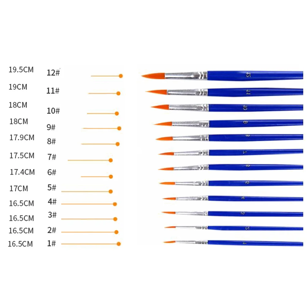 

12Pcs Professional Oil Paint Brushes Set Blue Handle Nylon Hair Lightweight Painting Kit Travel Outdoor Watercolor Acrylic