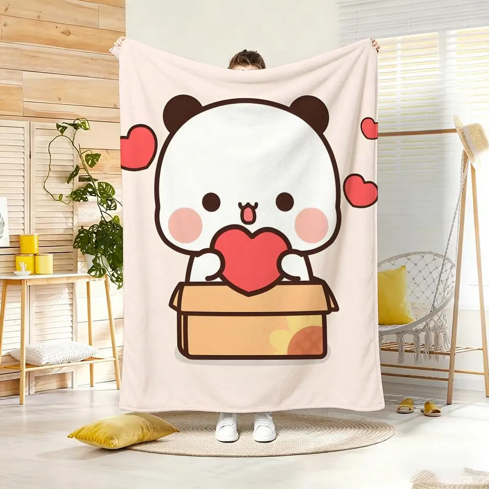 Kawaii Cute Cartoon B-Bubu D-Dudu Throw Lightweight  Flannel Blanket Soft Skin-friendly for Summer Cooling