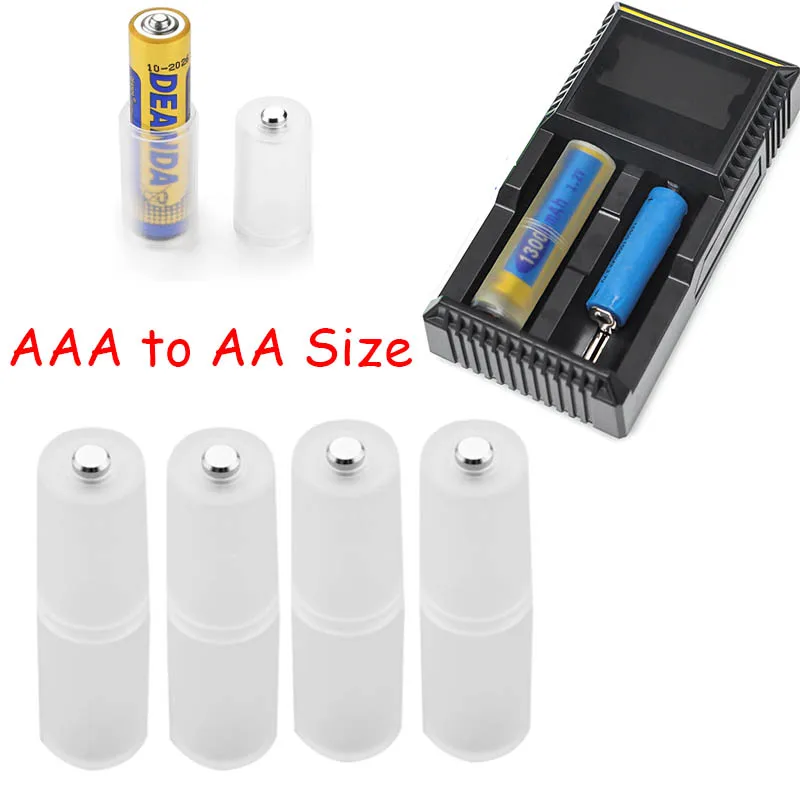 4/8Pcs AAA To AA Size Battery Converter,AAA to AA Adapter with Metal Contacts on Bottom for Battery,Battery Storage Case