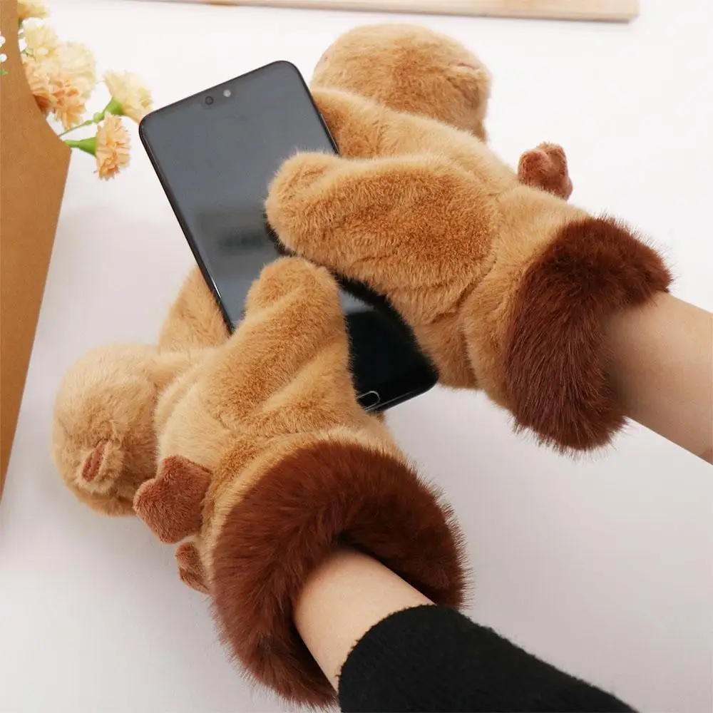 Capybara Capybara Plush Gloves Winter Warm Penguin Penguin Plush Warm Gloves Cold Protection Cartoon Design Animal Plush Gloves