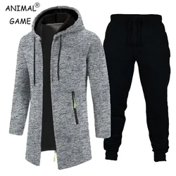 New Men's Casual Sweatshirts Suit Sports Outdoor Jogging Hoodies Sweatpants Breathable Solid Color Streetwear 2 Piece Suit