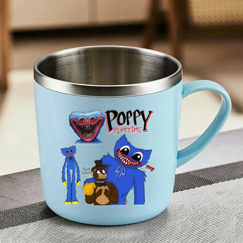 Tasses à lait pour étudiants Poppy Playtime, dessin animé, acier inoxydable, mini tasse à café, Huggy Wuggy Kissy Missy, tasse à eau pour la maison