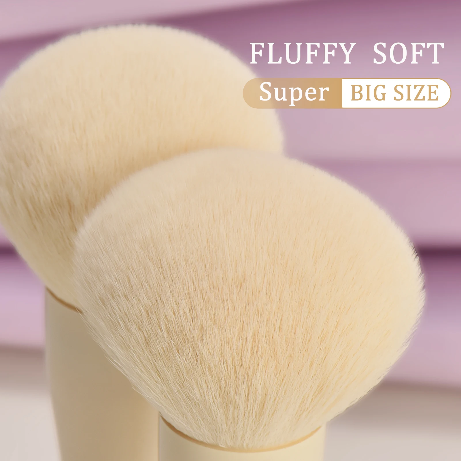 Pincel de pó de ramo grande, pincel de blush, cabelo fofo, rico, ferramentas de maquiagem profissional facial, pincel bonito