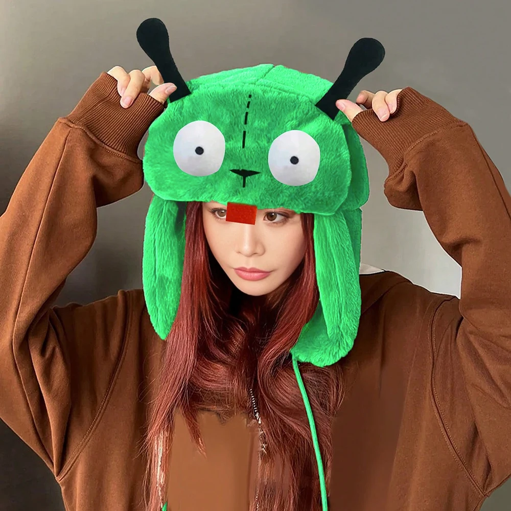 Autumn Winter 2024 Outdoor New Funny Green Tongue Cartoon Embroidery Warm Ear Protection Windproof Lei Feng Hat