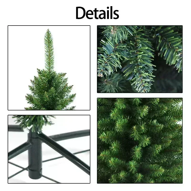 PVC Christmas Tree Artificial Christmas Tree Green Pointed Slender Slim Pen Pole Christmas Atmosphere Decorations 1.2m To 2.7m