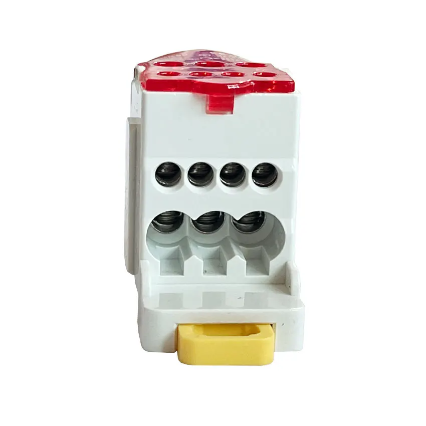 1PCS UKK 80A Trilho Din Caixa De Distribuição Bloco Um Em Múltiplos Fora Do Poder Conector Do Fio Universal Junction Box Terminal Block