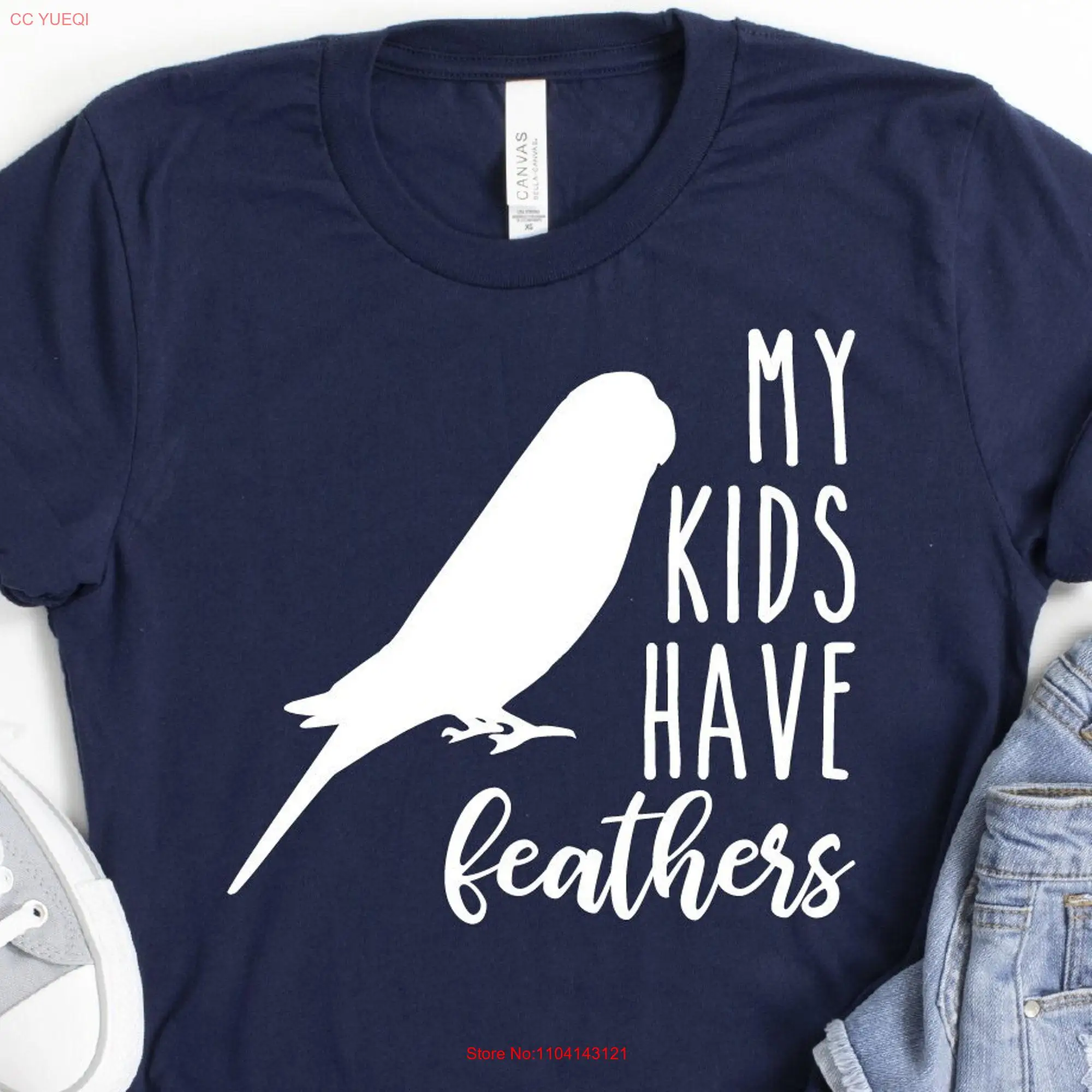 My Kids Have Feathers T Shirt Budgie Funny Parakeet Lover Cute Bird Budgerigar Pet Parrot long or short sleeves