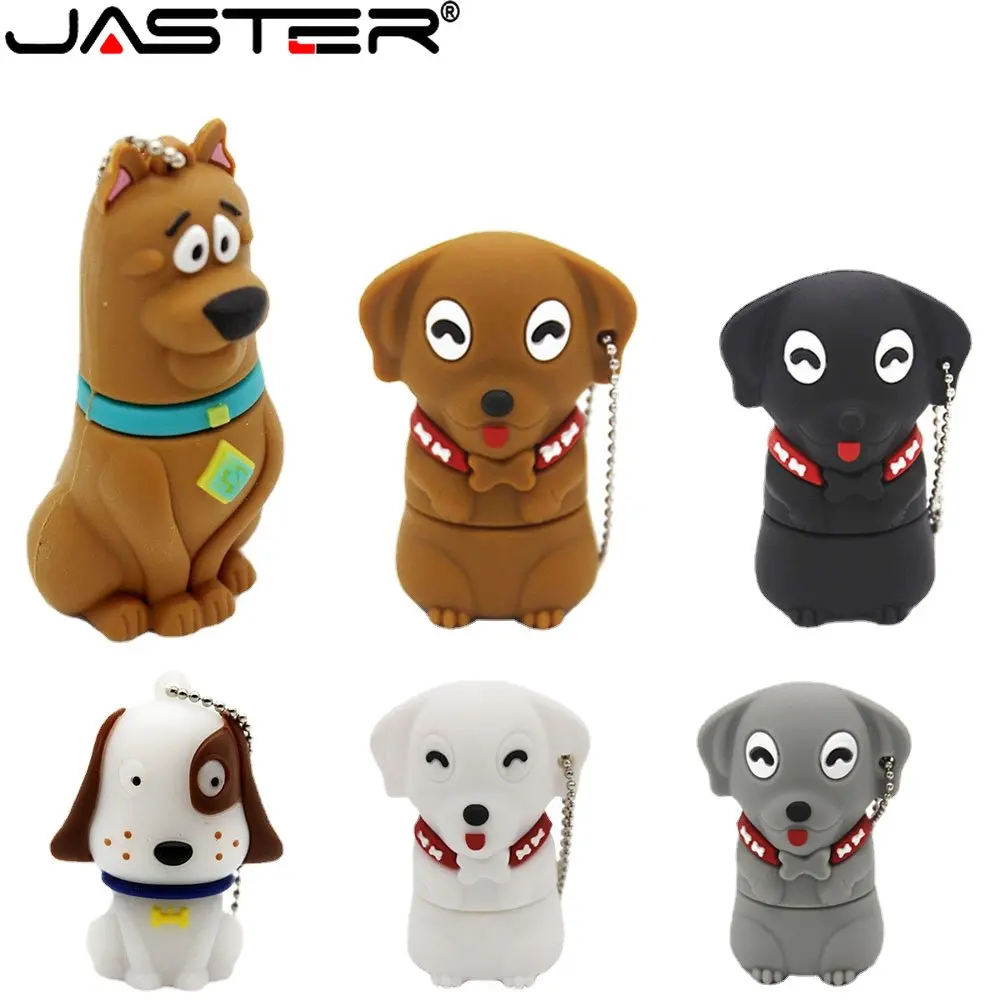 

JASTER Lovely The pet dog 64GB U Disk Cartoon USB 2.0 32GB Flash Drive 16GB animal Pen Drives Free Gifts Key Chain Memory Stick