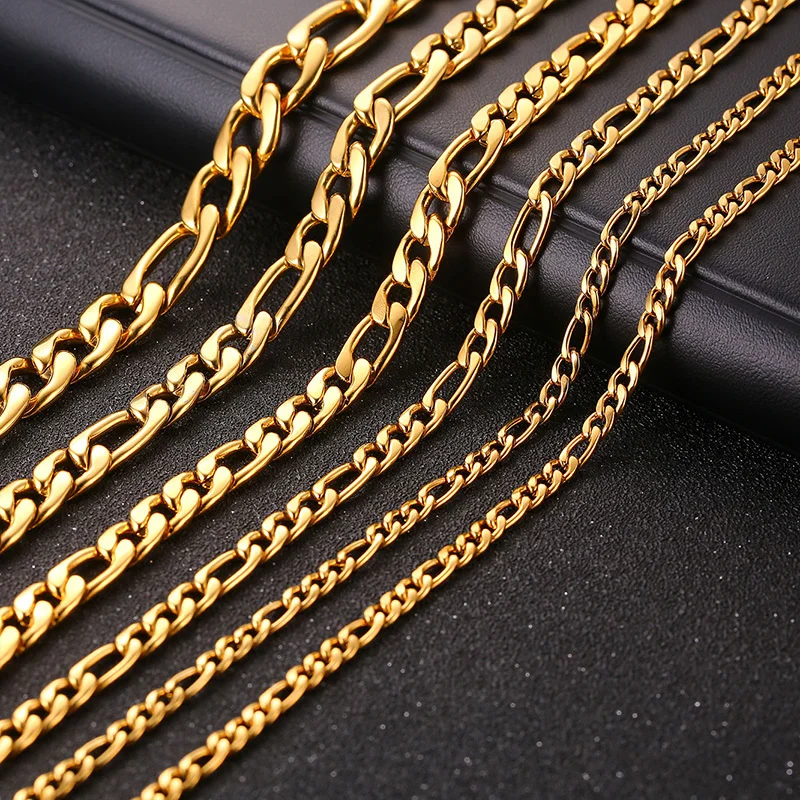 Vnox Gold Color Mens Figaro Chain Necklaces, Casual Stainless Steel Metal Neck Choker for Women, Chic Basic Classic Chain Collar