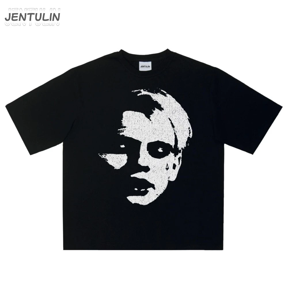 Harajuku oversized streetwear roupas masculinas lida 77face impressão gráfica topo de algodão hip hop vintage manga curta tshirt goth y2k