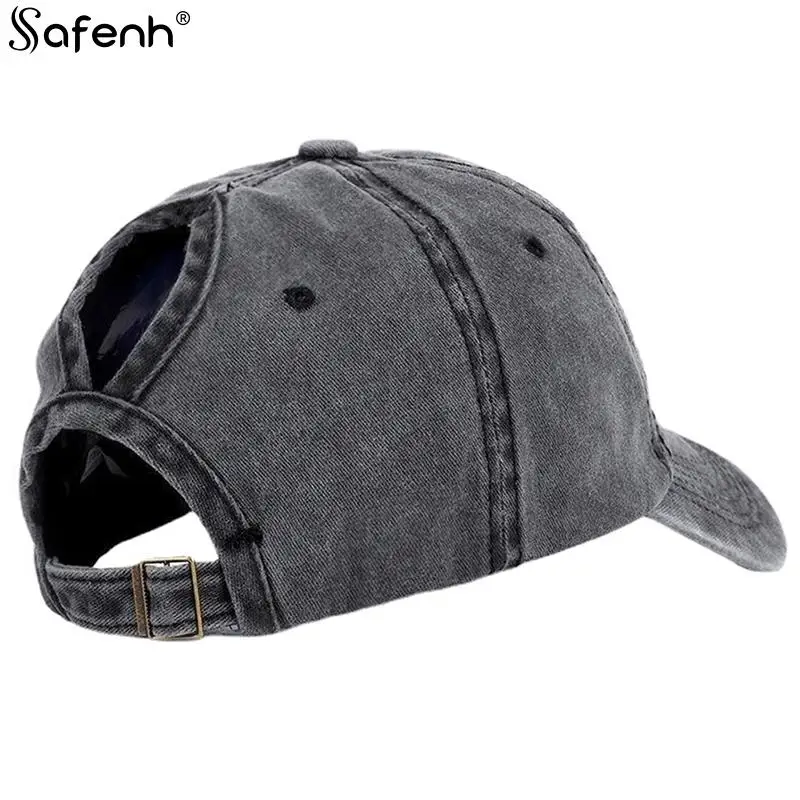 Baseball Caps Vintage Ponytail Baseball Cap Women Adjustable Snapback Hat Distressed Summer Cap Woman Sunhat бейсболка женская