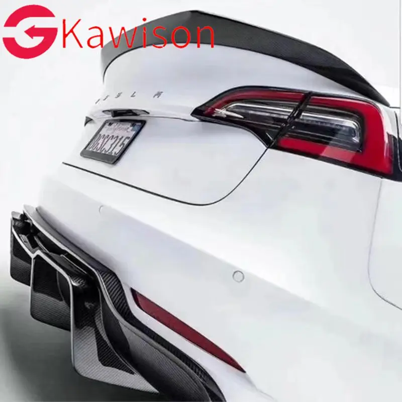 For Tesla model 3 V style carbon fiber / FRP rear lip real carbon fiber rear diffuser body kit 2017-2019