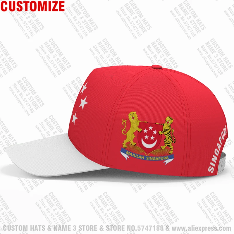 Singapore youth diy free custom name number sgp hat nation flag sg malay country college print photo text baseball cap