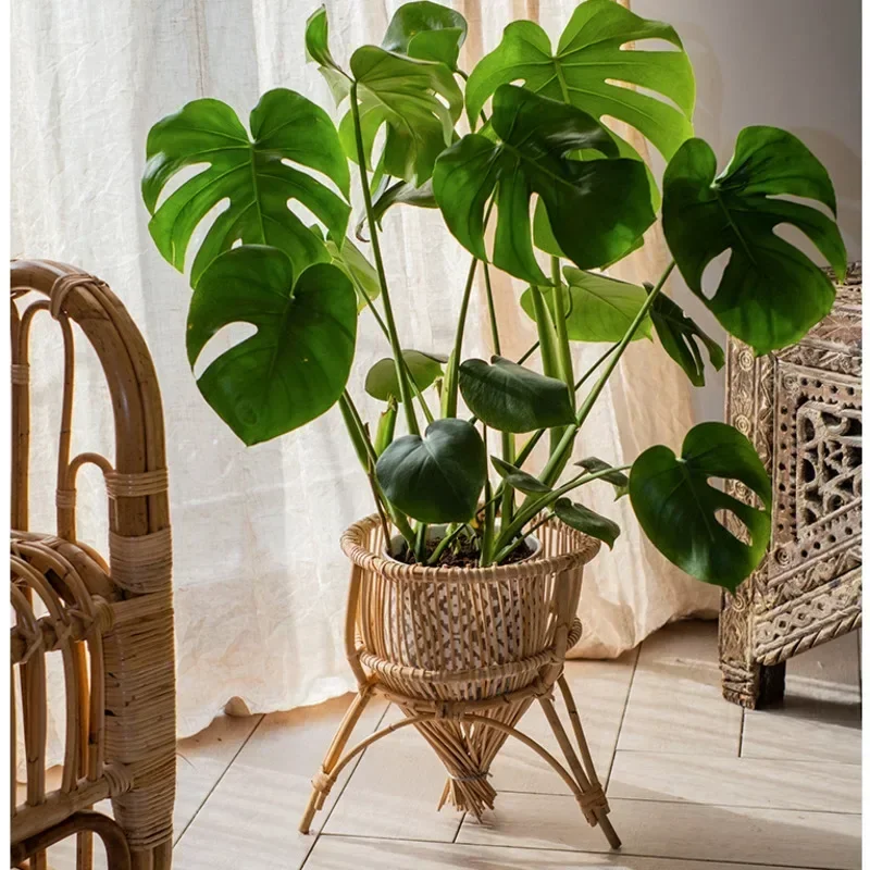 Vietnamese Rattan Weaving Plant Stand Living Room Balcony Flower Stand Bonsai Landing Rack For Plants Practical Indoor Garden