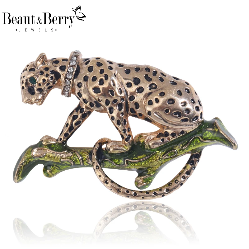 

Beaut&Berry Beautiful Rhinestone Leopard Brooches for Women Unisex Animal Pins Friends Party Gifts Banquet Jewellery Accessories