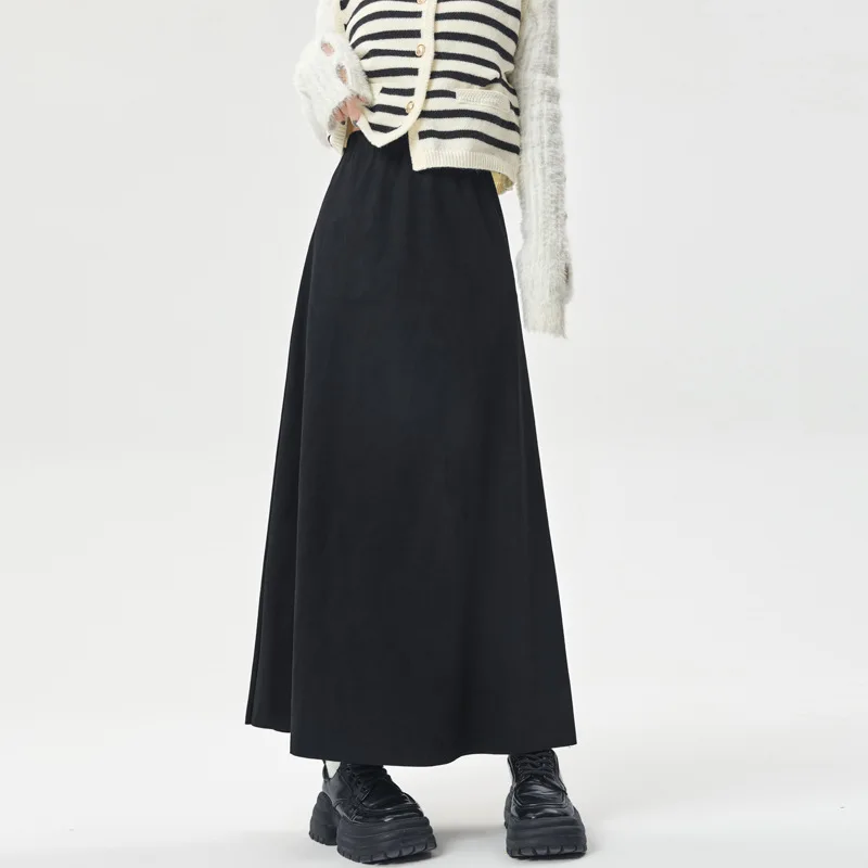 2025 Fall/Winter Korean Version of The New High-waisted Knee-length Mid-length Skirt with Large Swing Umbrella Culottes