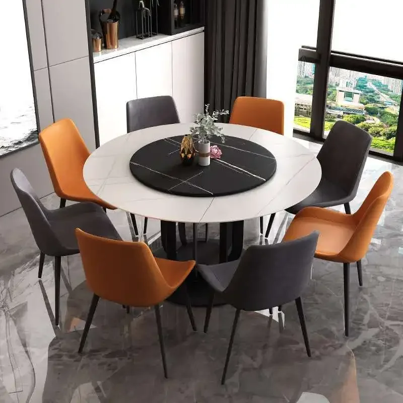 Factory Direct Compatible With Minimalist Rock Slab Dining Table Round Table with Turntable Modern Simple Round Table and Chair
