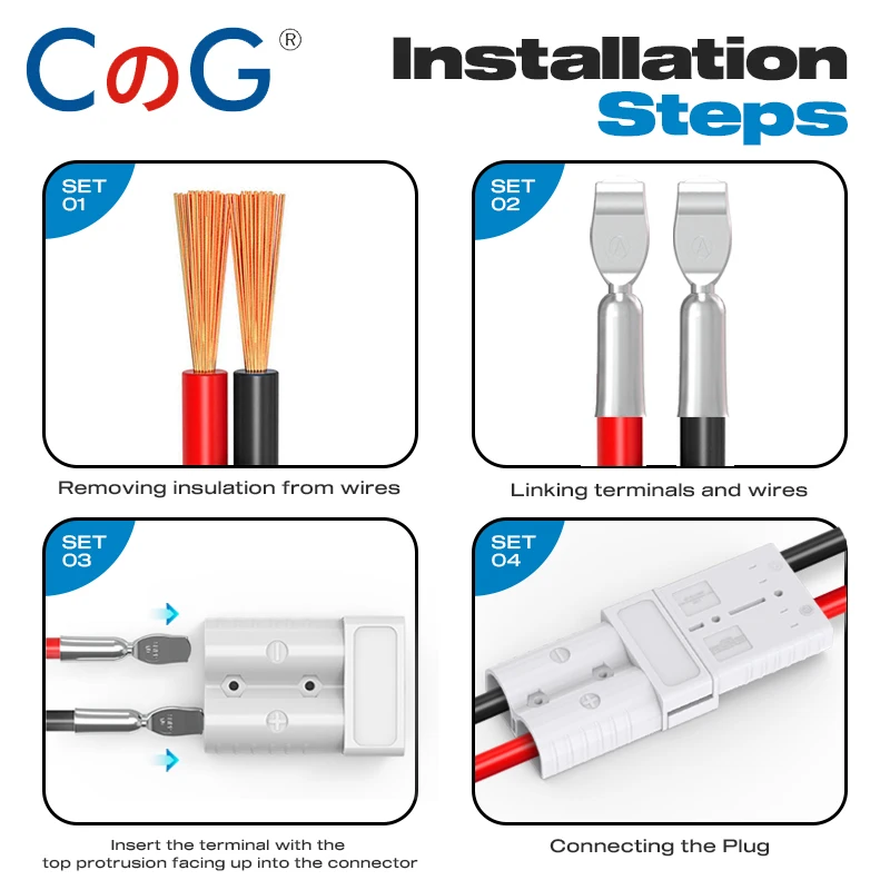 CG 2/4 PCS 175A Gray Connector 1/0AWG 12-36V Battery Quick Connector Disconnect Wire Plug Kit for Cable RV Truck Winch