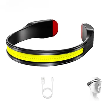 Enjoydeal LED-Stirnlampe, USB C, wiederaufladbar, COB, komfortable Stirnlaterne 230 °   Leichte Taschenlampe mit breitem Strahlkopf für Camping