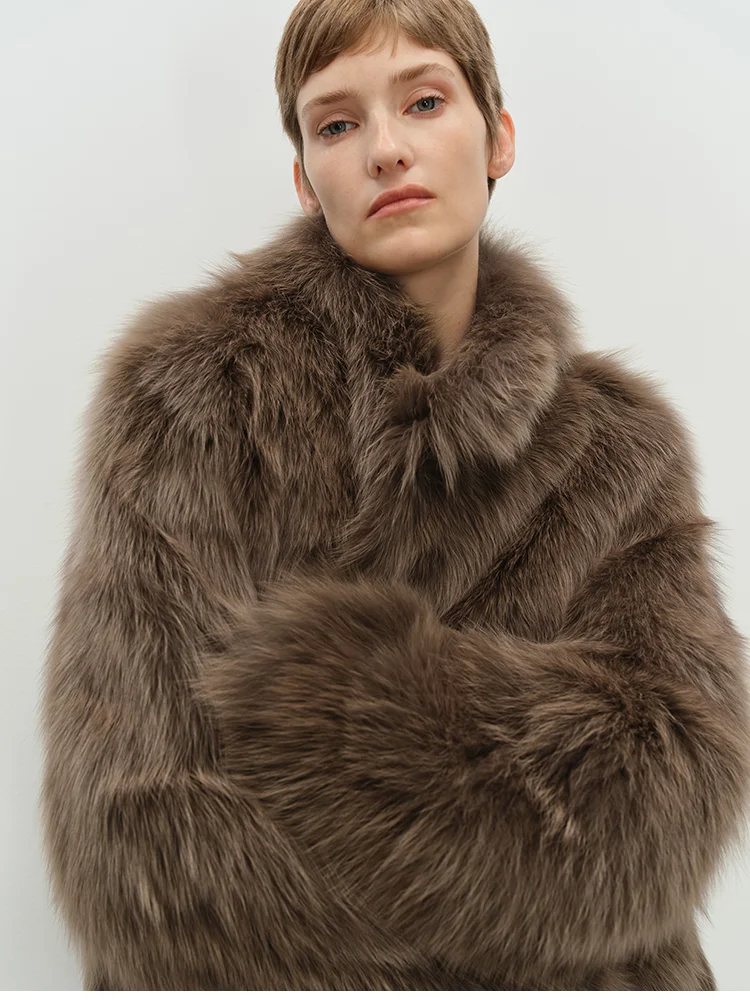 

Lady Casual Tie-dye Faux Fur Coat Fashion Stand Collar Long-sleeved Fluffy Loose Warm Coats Women Winter Daily Commute Outerwear