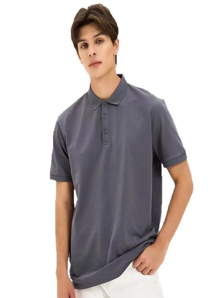 New Men's Polo Collar Short Sleeve Tops Tee Cotton T-shirt Summer Sport Fashion Solid Color Slim Fit Oversized T Shirt Clothing