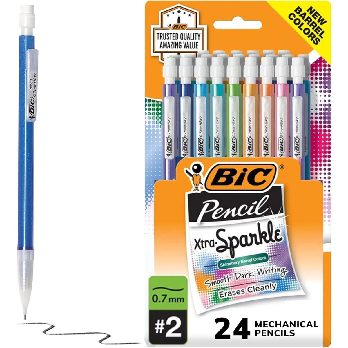 Number 2 Mechanical Pencils With Erasers, Medium Point (0.7mm), 24-Count Pack, Mechanical Pencils for School Supplies