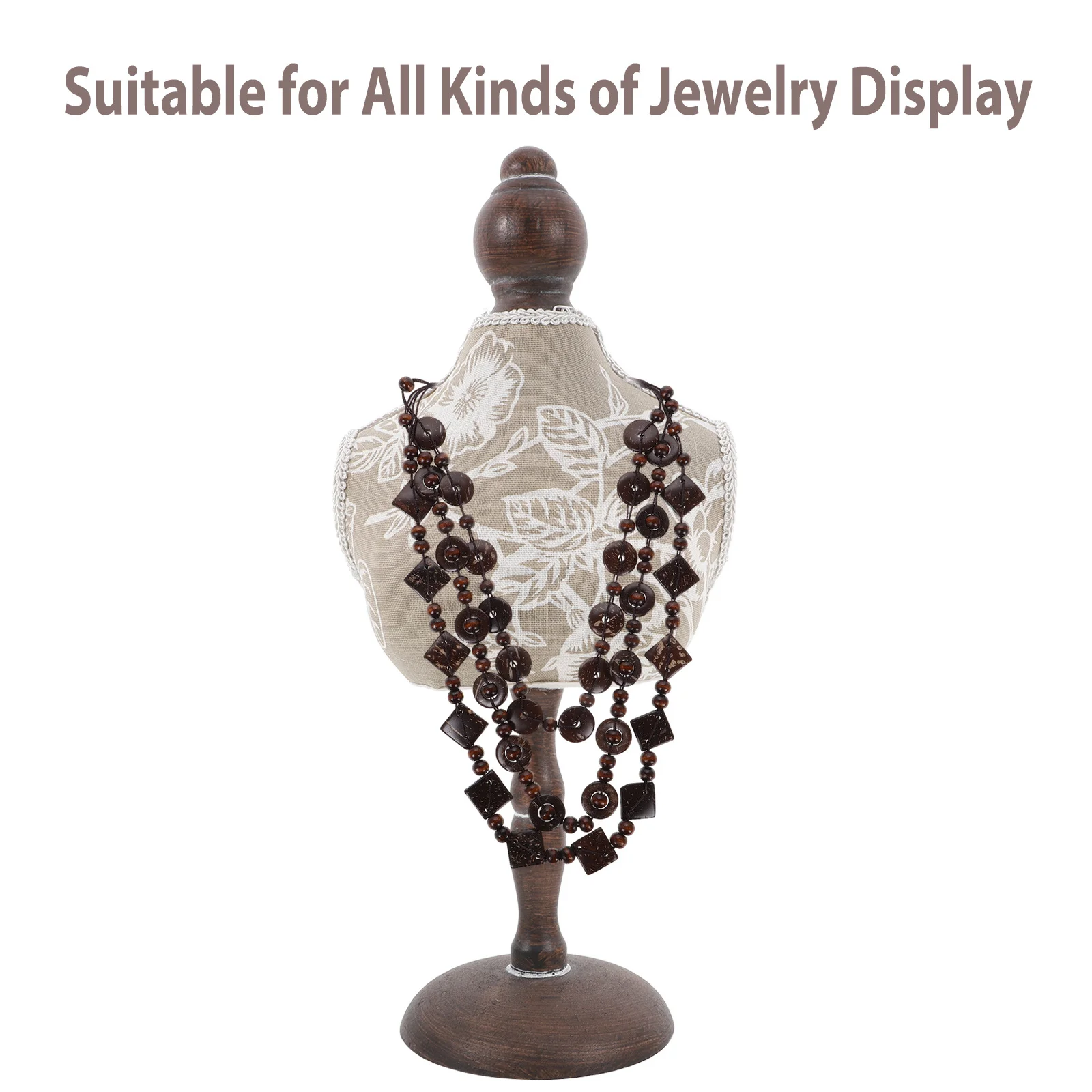 Jewelry Display Stand Wooden Vintage Necklace Showcase Rack Bust Mannequin Pendant Organizer Holder Stand For Selling