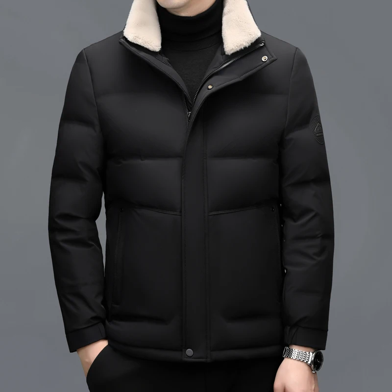 YX-2607 Winter New Down Jacket Men's Youth Casual White Duck Down Thickened Detachable Hat Warm Business Jacket Brand Jacket