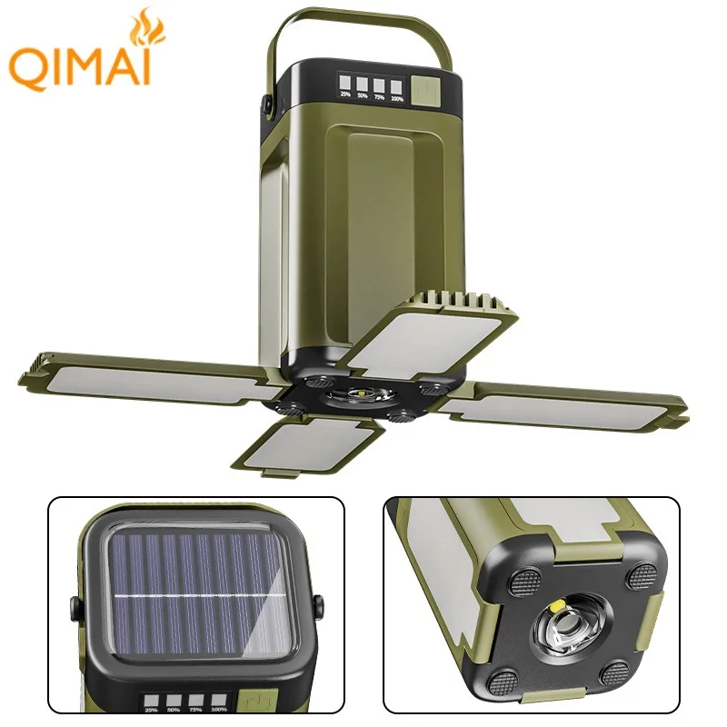 Multifunctional outdoor camping light, support output four-leaf folding with solar camping light atmosphere