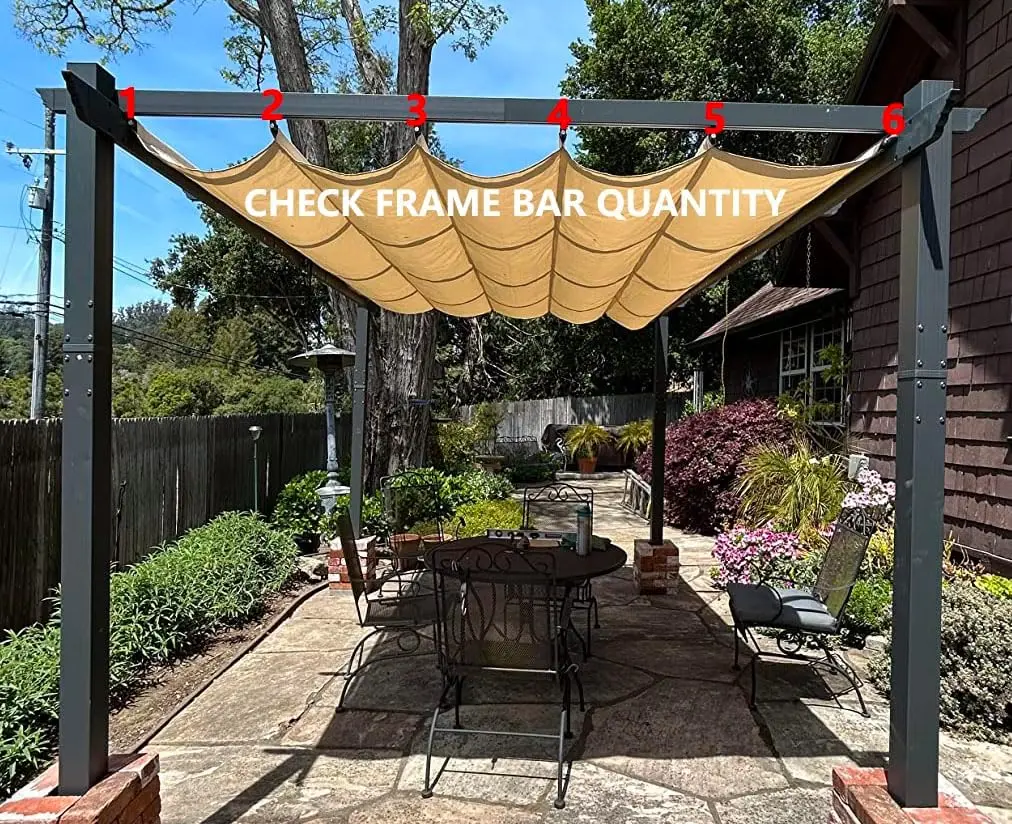 10 X 13 ft 6 - Bar Pergola Frames - Beige Vinyl Replacement Canopy Top, Compatible