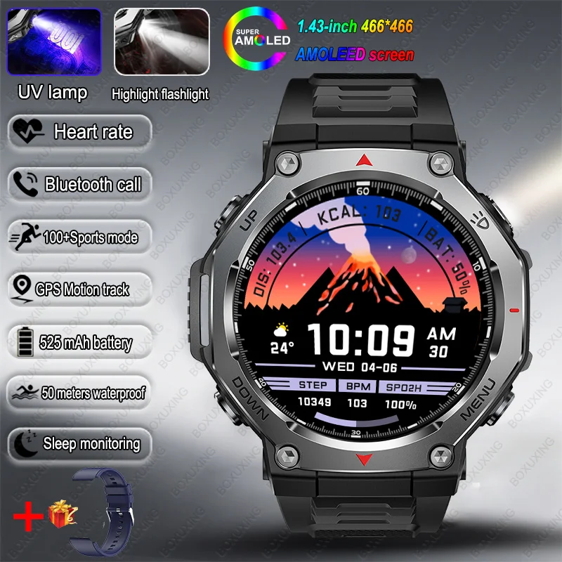 2025 NEW For HUIAWE GPS Smart Watch Men 10ATM IPX8 Waterproof Smart Watches Compass Altimeter Barometric 1.43'' AMOLED Bracelet
