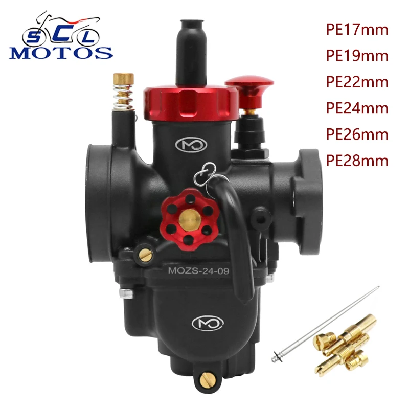 Sclmotos 2T 4T Performance Carburetor PE 17 19 22 24 26 28mm Flange Motorcycle Engine PE Carburetor For 50-350cc Dirt Bike ATV