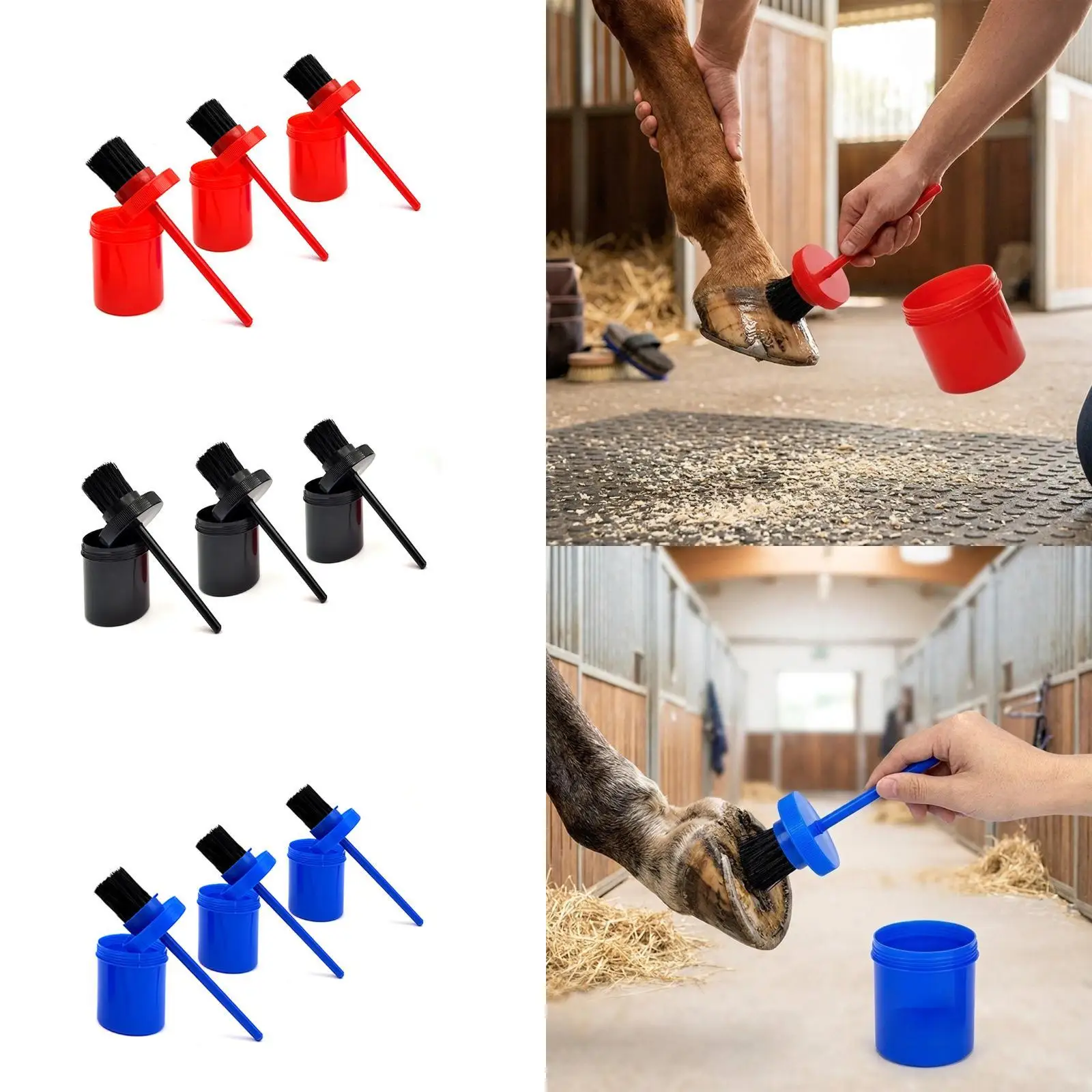 3 Pieces Hoof Oil Brush for Horse Cleaning Tool Equestrian Supplies Portable Comfortable Grip Multifunction with Cap