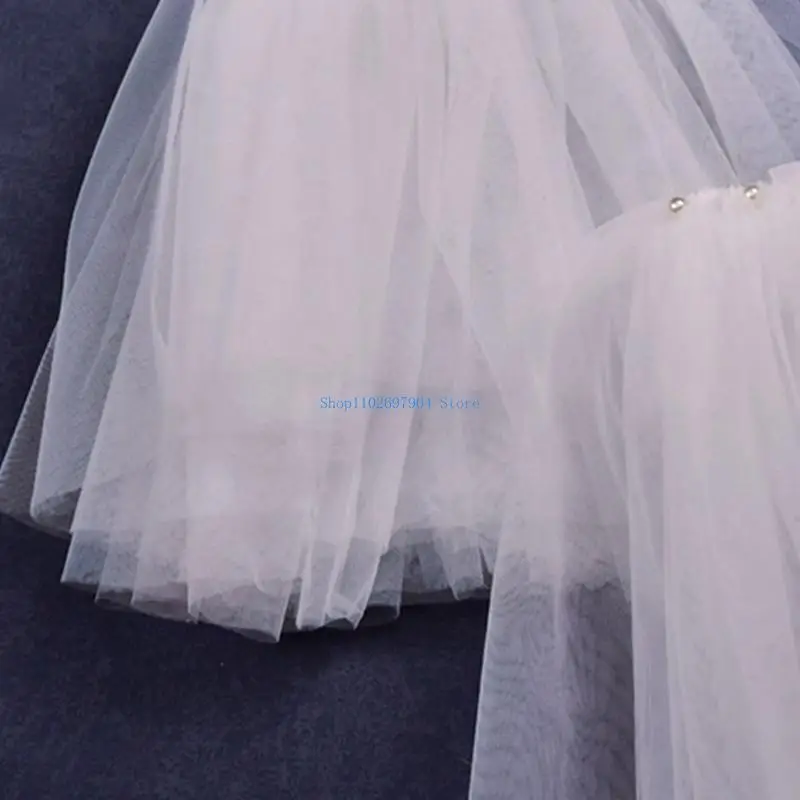 

N7YF Gorgeous Pleated Tulle Sleeve Puff Wedding Sleeve Supplies