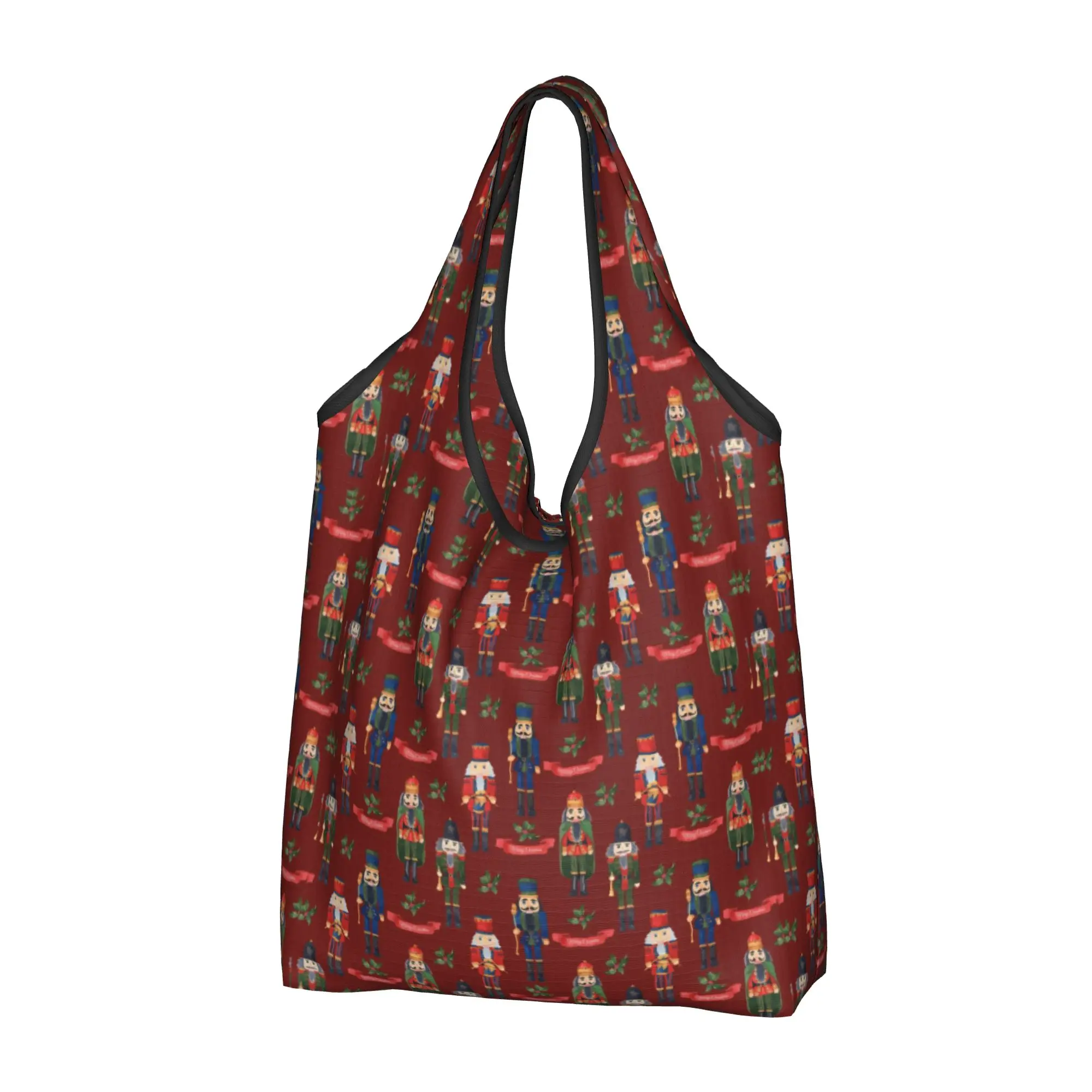 Nutcracker Red Pattern Grocery Shopping Tote Bags Women Cute Christmas Gift Holiday Shopper Shoulder Bags Big Capacity Handbags