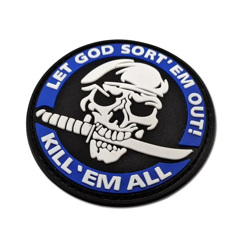 3D PVC Skull Rubber Patches No Knife Life Tactical Military Decorative Patch One Shot Kill Combat Badges for Cap Bags