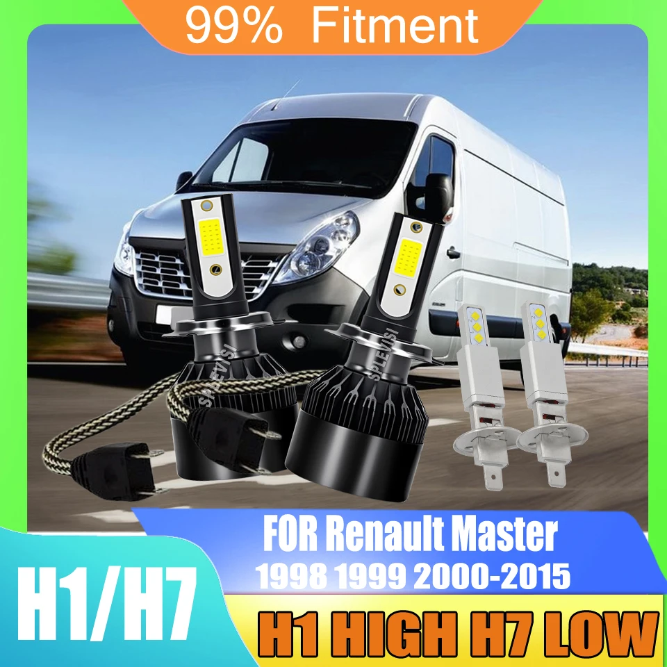 

H7 H1 LED Headlight Bulbs Hi Low Beam equipped with high quality csp chips For Renault Master 1998 1999 2000 2001 2002 2003-2015