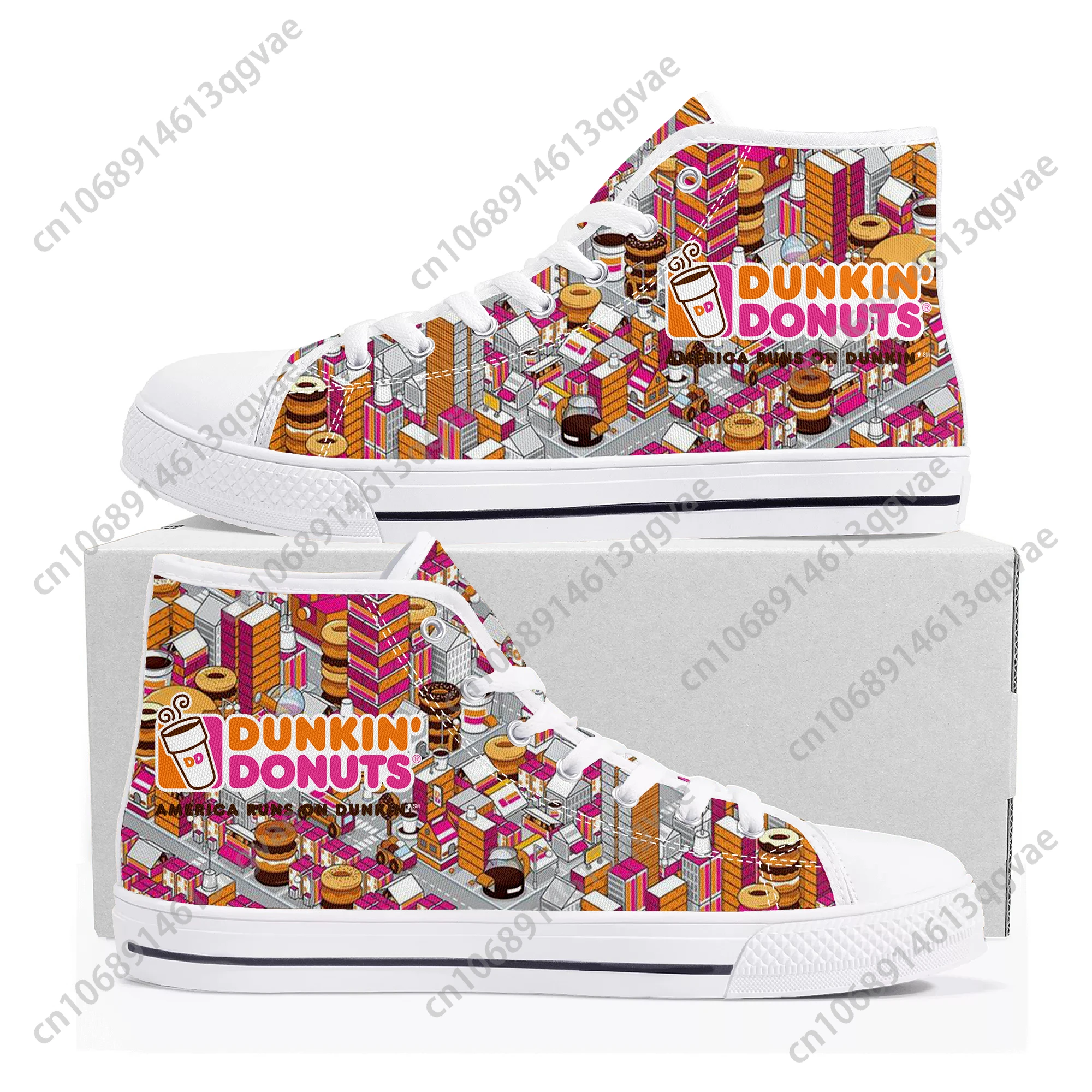 Dunkin' Deez Nuts Drinks High Top High Quality Sneakers Mens Womens Teenager Canvas Sneaker Casual Couple Shoes Custom Made Shoe