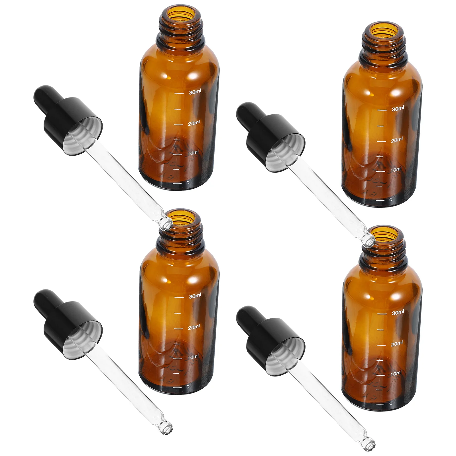 

4 Pcs Dropper Bottle Amber Oil Bottles Mini Liquid Portable Glass Travel Dispensing