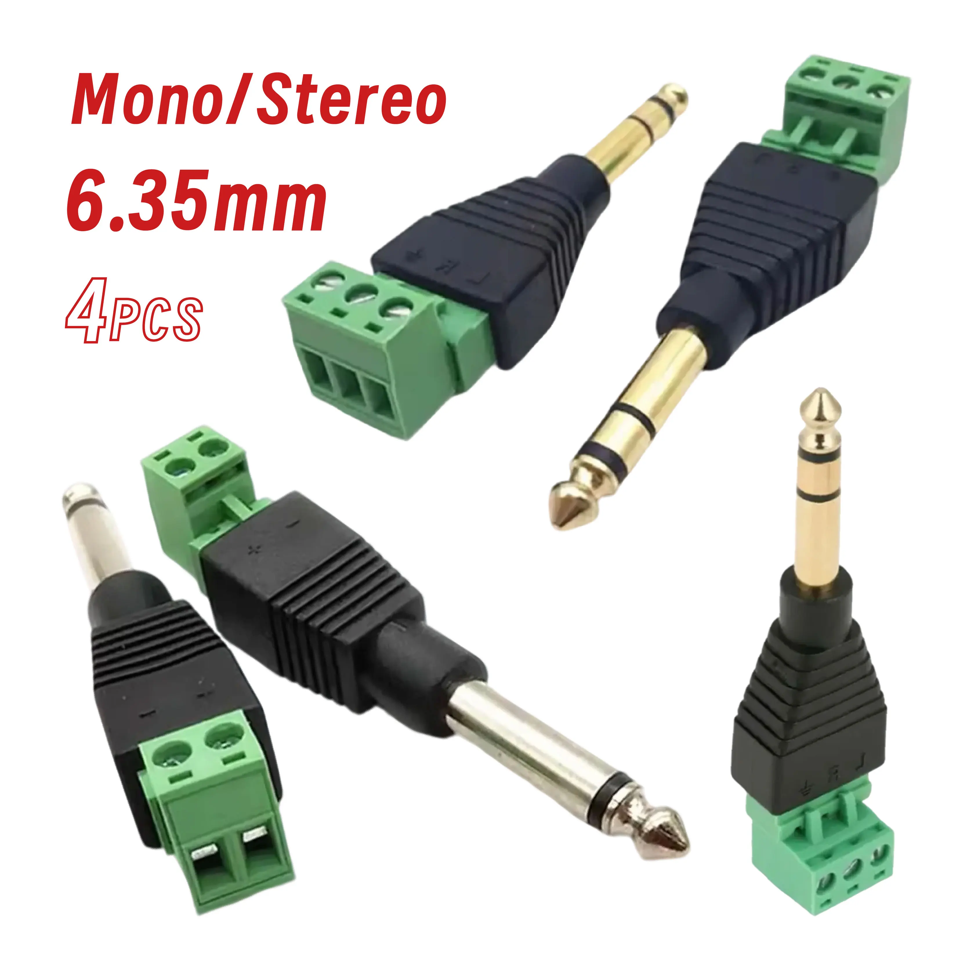 

2/4/10 шт., бесплатный припой, разъем 6,3 мм, стерео моно аудиоканальный разъем с экранированным клеммным адаптером