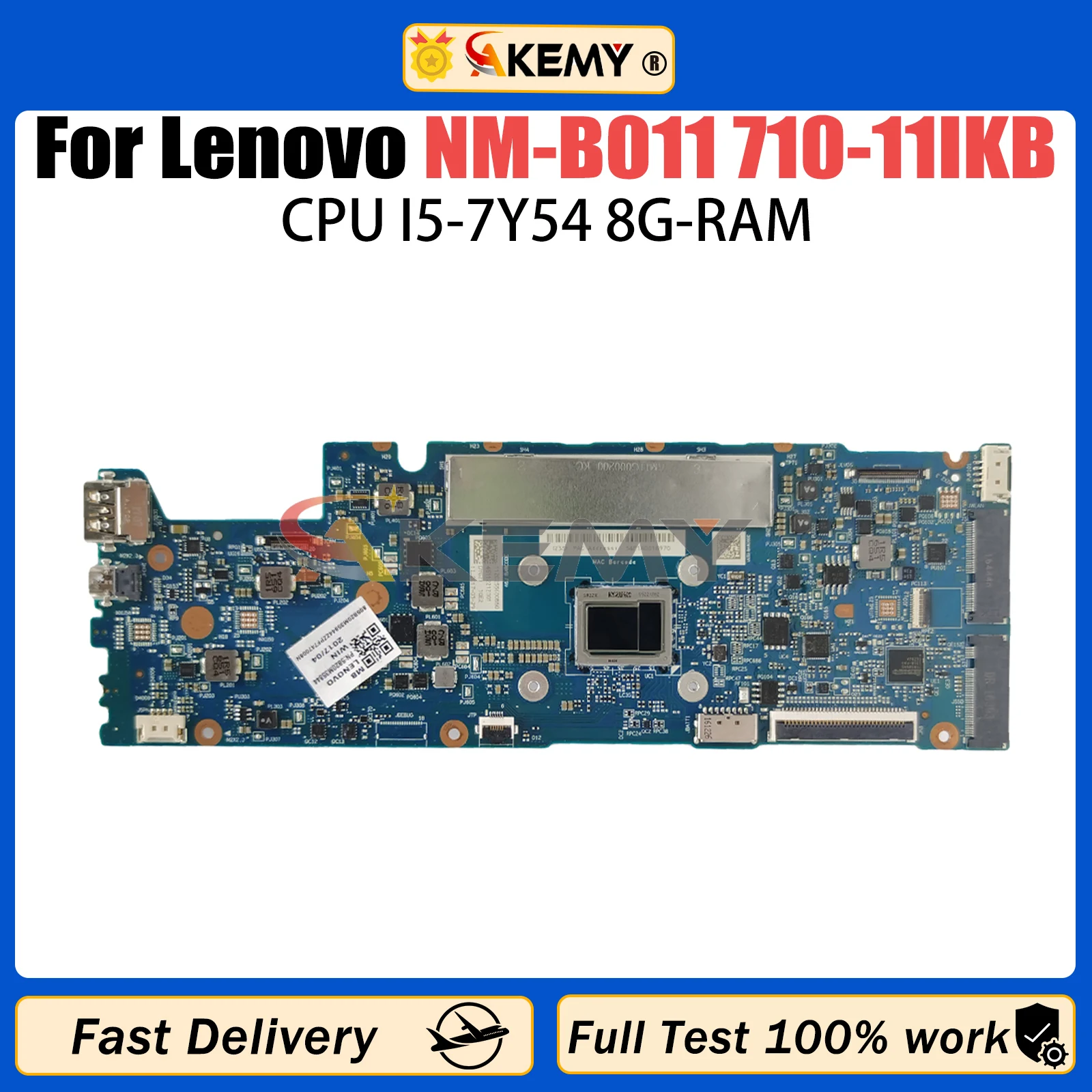 

AKEMY For Lenovo NM-B011 Notebook Mainboard Yoga 710-11IKB Laptop Motherboard CPU M37Y30 UMA 4G 100% Tested Ok