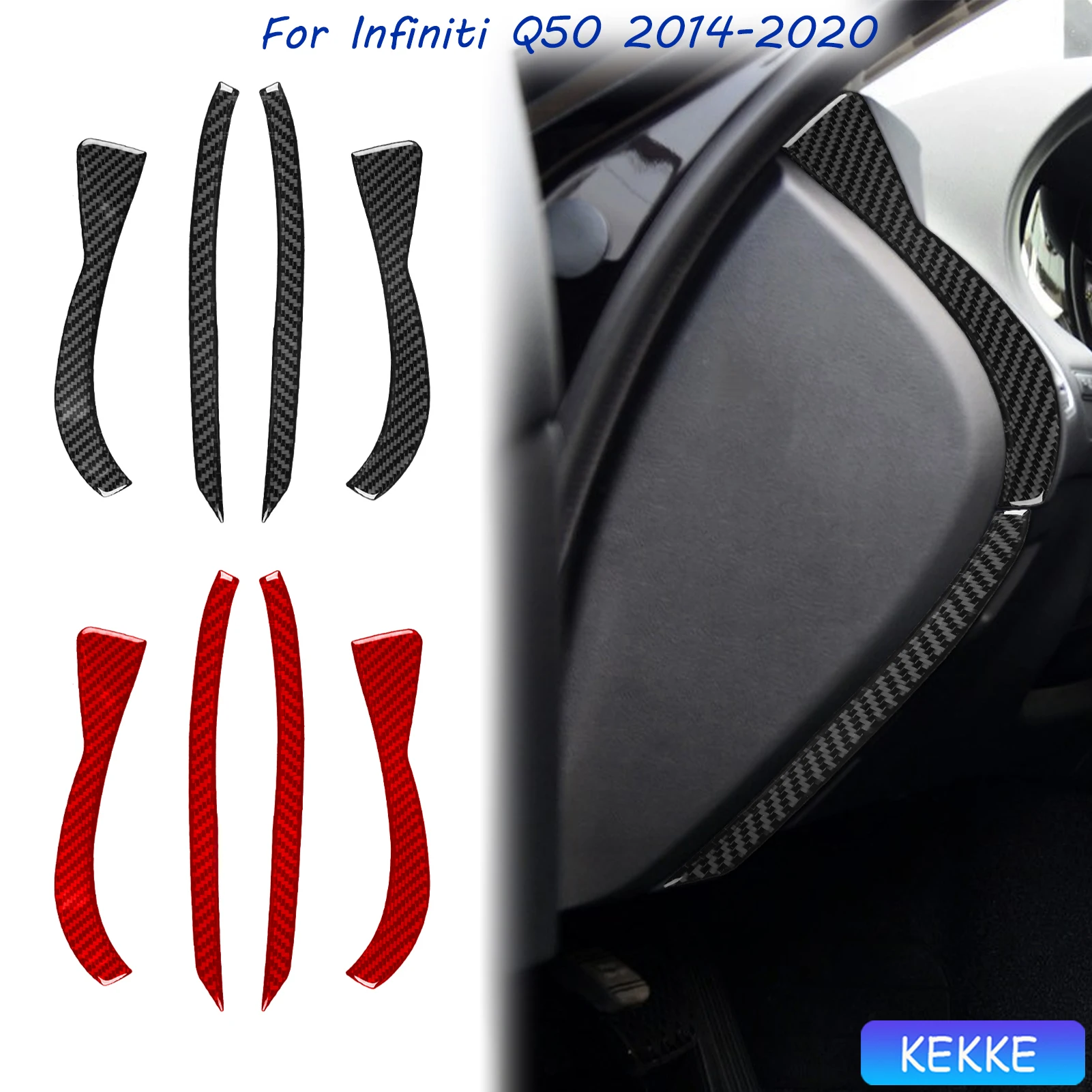 

For Infiniti Q50 2014-2020 Auto Front slot Trim Soft Carbon Fiber Car Decoration Interior Accessories Stickers