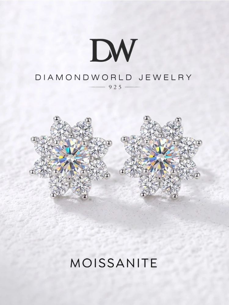 DW 0,5 CT Moissanit Diamant Blume Ohrstecker für Frauen Echt 925 Sterling Silber Solitaire Eternity Hochzeit Schmuck – Detail 1