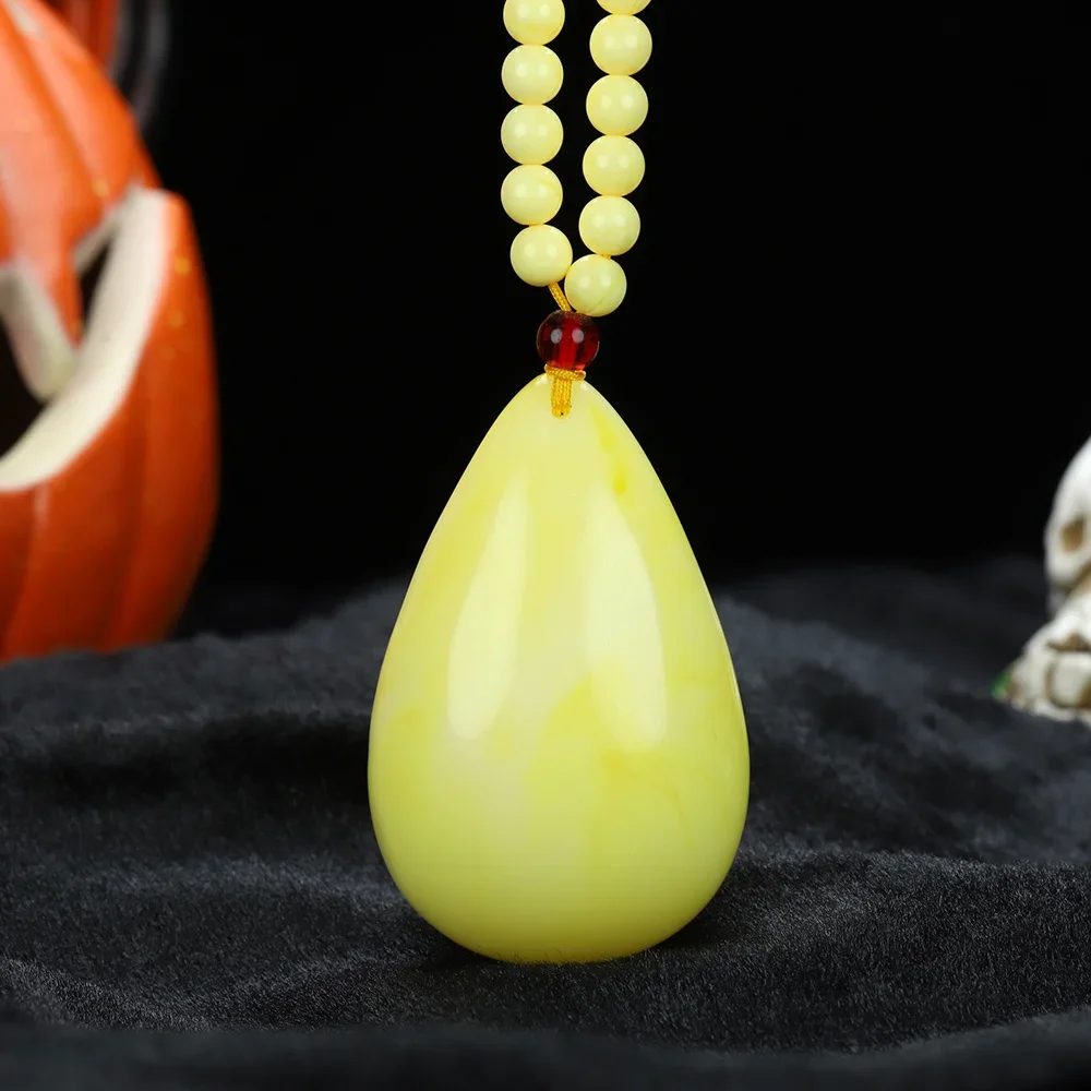 

Men's Fashion Amber Beeswax Drop Pendant - Unique Resin Design