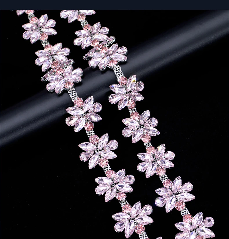 5 Yards Strass-Kette Kristall-Diamant-Zubehör DIY Handwerk Hochzeit Party Dekoration Geschenk Strass-Band Nähzubehör – Detail 6